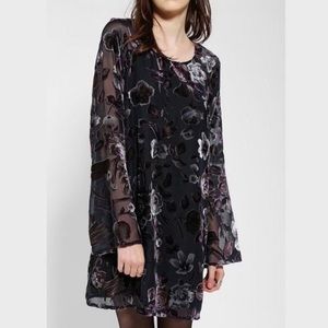 Velvet & Sheer Floral Mini Dress/Top